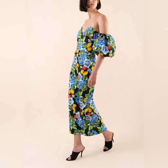 BORGO DE NOR
TATI MIDI DRESS IN PEONIA BLACK
 Uk 10 US 6 - Picture 4 of 8